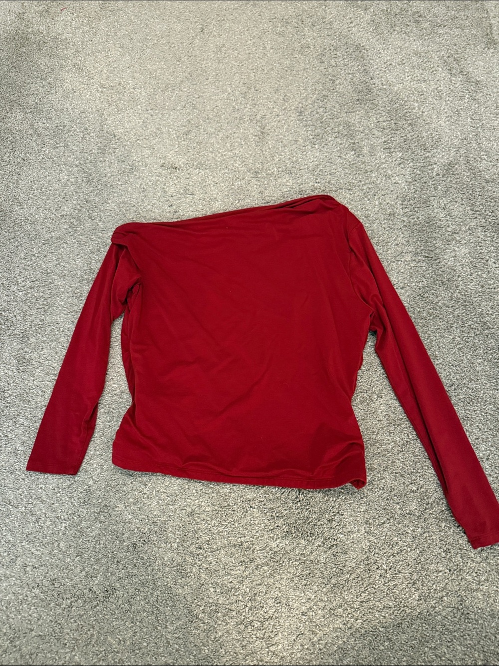 Abercrombie & Fitch Red Long-Sleeve Boatneck Top